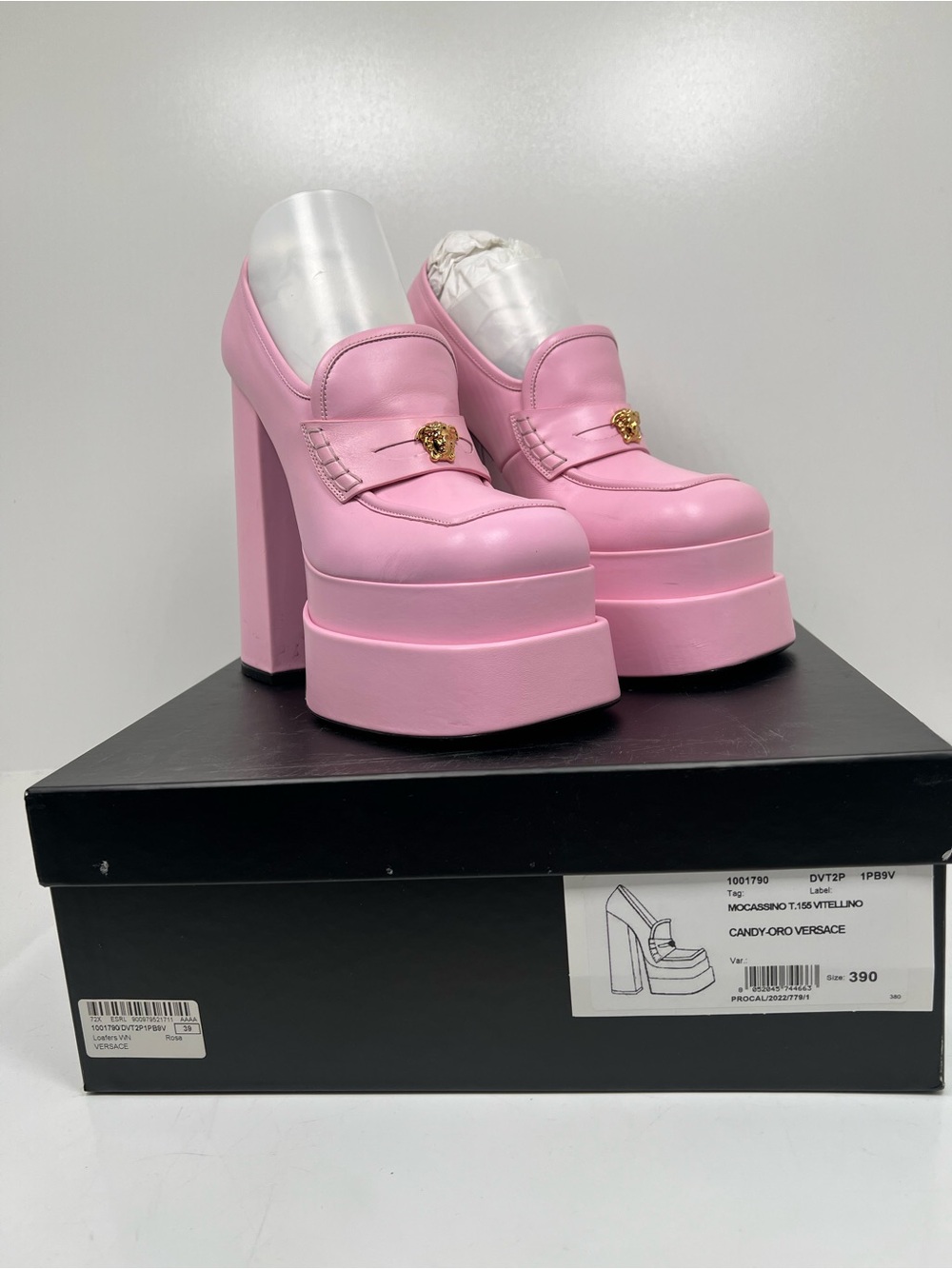 Versace Women's Powder Pink Intrico Platform Loafers EUR Size 39 US Size 9